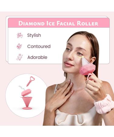 Rena Chris Diamond Ice Roller for Face - De-Puff Eye Bags & Massage Tool - Reusable Silicone Mold & Face Wash Wristband - Skin Care for Women (Pink - Buy Online on SooperMarket.com