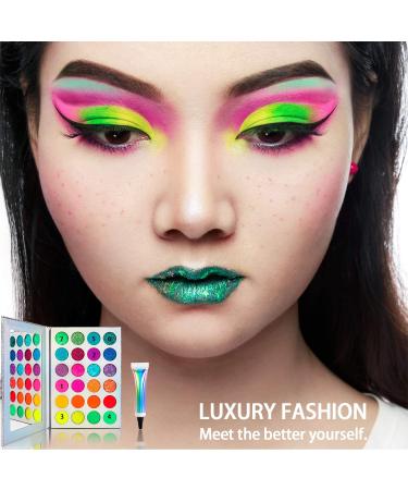 Shop Colorful Neon Eyeshadow Palette - Highly Pigmented Matte & Glitter - UV Glow Blacklight Makeup for Eyes Face & Body - Buy Online on SooperMarket.com