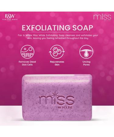 Fair & White Miss White Exfoliating Soap 7.7 oz - Skin Brightening Beauty Soap for Face, Knees & Body - Buy Online on SooperMarket.com