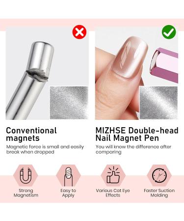 MIZHSE Nail Magnet Tool | Double-Head Cat Eye Magnet Pen | Hexagonal Design for Nail Art | Professional & DIY Nail Salon Tools - Buy Online on SooperMarket.com