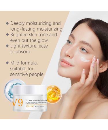 V9 Glowing Skin Moisturizer Deep Moisturizing Face Cream With Hyaluronic Acid & Vitamin E Anti Wrinkle Face Cream For Hydrating Firming Skin Face Moisturizer For Women And Men 1.76oz. - Buy Online on SooperMarket.com