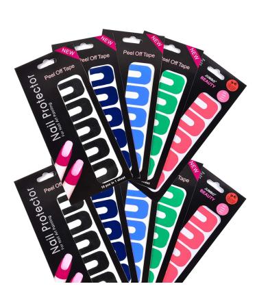 WEILUSI Nail Protector Nail Art Plastic Peel Off Sticker U-Shape Tape Polish Guards Cuticle Protectors Disposable 10 Sheets 100pcs 100 pieces