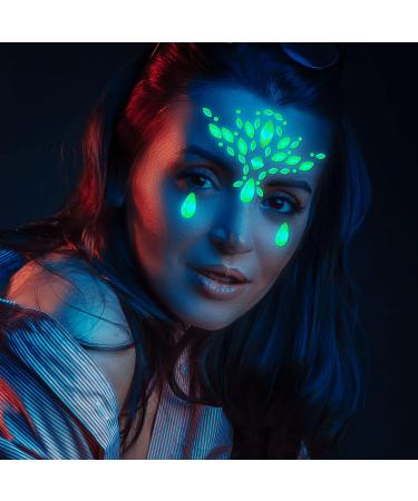 Glow in the Dark Face Jewels and Chunky Glitter Set for Halloween Makeup - 14 Sheets - Buy Online on SooperMarket.com