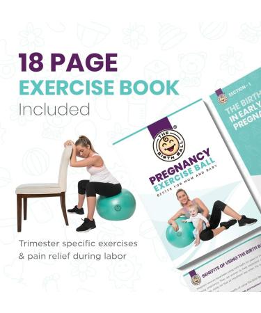The Birth Ball - Birthing Ball for Pregnancy & Labor - 18 Page Pregnancy Ball Exercises Guide by Trimester - Non Slip Socks - How to Dilate  Induce  & Reposition Baby for Mom Mint Green 65 cm - Buy Online on SooperMarket.com