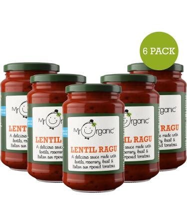 Mr Organic - Organic Lentil Ragu 350g - Non GMO & Preservative Free - Gluten Free & Vegan - Made With Tomato Lentils Onion & Italian Herbs - Pack of 6 - Buy Online on SooperMarket.com