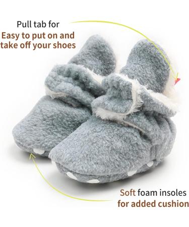 TMEOG Baby Booties | Infant Winter Slippers | Newborn First Walking Shoes | Boys Girls 0-18 Months | Light Grey Furry - Buy Online on SooperMarket.com