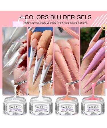 Saviland Builder Nail Gel Kit - 4 Colors Hard Gel for Nail Strengthening & Extensions | 100PCS Forms & Brush - Perfect for Beginners & Pros - Buy Online on SooperMarket.com