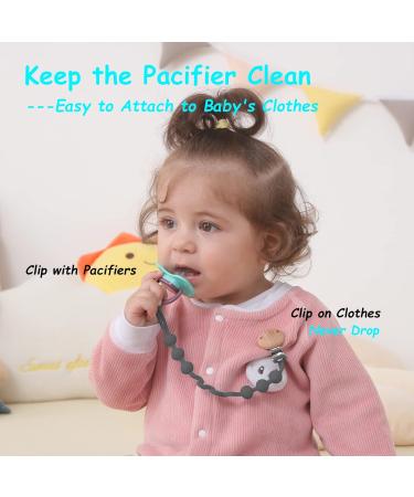 Seposeve Silicone Pacifier Clip 2 Pack - Adjustable Spring, Soft Leashes for Baby Boys and Girls - 3 Textures, One-Piece Design - Ink Black - Buy Online on SooperMarket.com