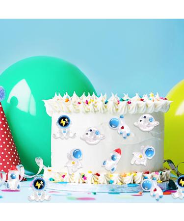 Cyodoos 25Pcs Outer Space Cupcake Toppers Space Astronaut Cupcake Picks Rocket Planet Trip to the Outer Space Themed Kids Children Party Supplies Blue - Buy Online on SooperMarket.com