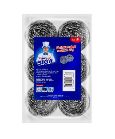 MR.SIGA Stainless Steel Scourer, Pack of 6, 30g