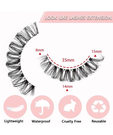Heracks 14 Pairs D Curl Russian Cat-Eye Lashes | 10-20 MM Fox Eyelashes | Wispy False Eyelashes with Clear Band - Buy Online on SooperMarket.com
