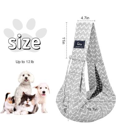 CUBY Reversible Pet Dog Sling Carrier - Hands-free Double-sided Pouch for Puppy and Kitty - Striped Grey - 32x20x8cm - Buy Online on SooperMarket.com
