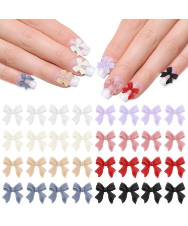 240Pcs Bow Nail Charms Colorful Bowknot Nail Art Decorations Cute 3D Bow Nail Accessories Resin Flatback Nail Charms for Nail Art Design DIY Crafts