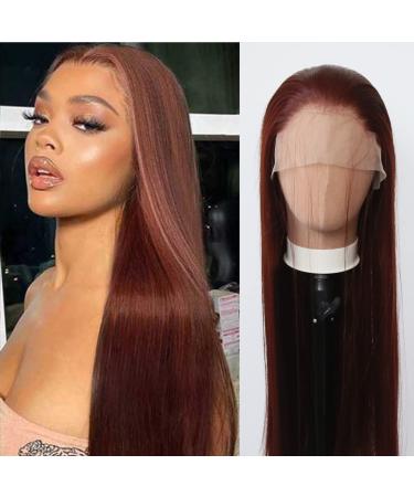 Towarm Reddish Brown Wig Long Straight Auburn Brown Copper Synthetic Lace Front Wigs Pre Plucked Natural Hairline for Black Women Heat Resistant Fiber Hair Cosplay Daily Wear Wig (Reddish Brown)