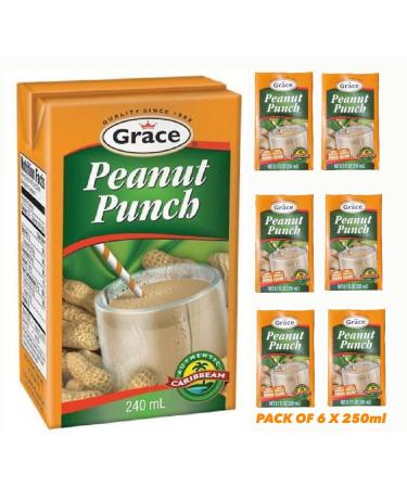 Grace PEANUT PUNCH 250ml PACK OF 6 AUTHENTIC CARIBBEAN PRODUCT OF JAMAICA.