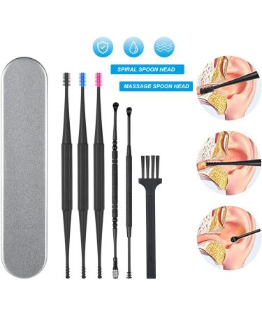 Vicloon Ear Wax Removal 7pcs Ear Cleaning Kit Ear Pick Ear Tools Set with Storage Box and Brush New Turbofan Structure Ear Cleaner Ear Wax Remover with One-Piece Earsafe Design for Adult and Kid black - Buy Online on SooperMarket.com