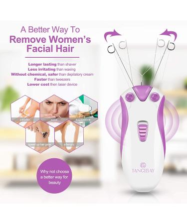 Rose Red Cordless Electric Facial Threading Hair Removal for Women - Rechargeable Face Hair Remover for Vellus Hair on Face & Chin - Buy Online on SooperMarket.com