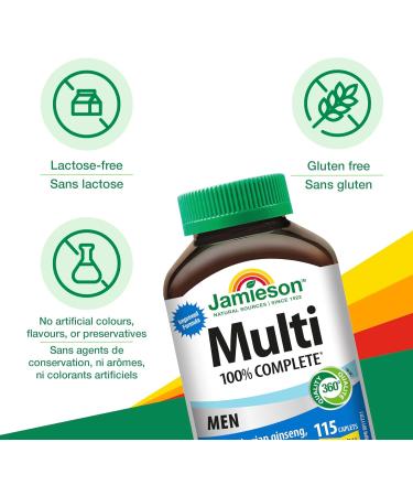 Jamieson 100% Complete Multivitamin for Adult Men with Siberian Ginseng Selenium & Lycopene 115 count (Pack of 1) - Buy Online on SooperMarket.com
