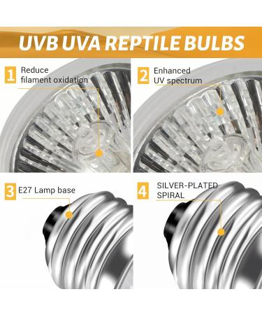 Caldarax 2 Pack Reptile Heating Bulb E27 Dimmable UVA UVB Bulb Tortoise 25W Turtle Basking Bulb for Reptiles and Amphibians Heat Lamp Bulb for Tortoise Bearded Dragon Lizard Snake - Buy Online on SooperMarket.com