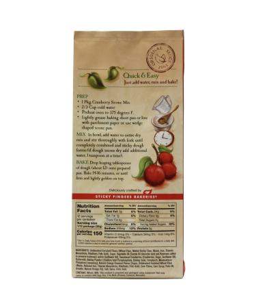 Sticky Fingers Bakeries Premium Cranberry Scone Mix - 15 Ounces - Buy Online on SooperMarket.com