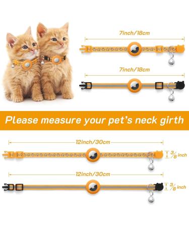 Lafayi 2 Pack Airtag Cat Collar with Bell | Reflective GPS Tracker Case | Personalized Safety Clasp Collars for Cats - Orange - Buy Online on SooperMarket.com