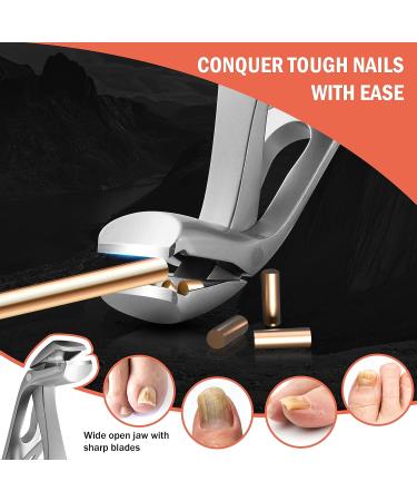 BEZOX Angled Head Nail Clippers for Seniors - Premium Steel Toenail Clipper for Thick Nails - Ergonomic Cutter Trimmer with Catcher - Men and Women - Silver - Buy Online on SooperMarket.com