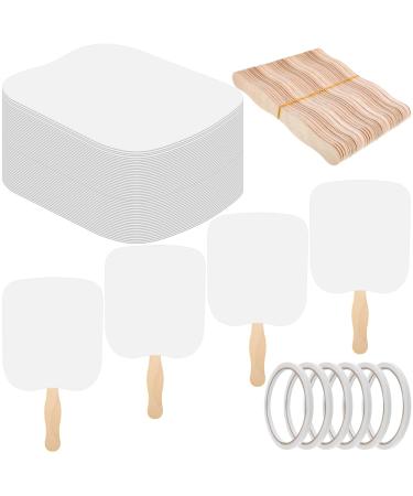 Fan Handle Craft Sticks Wavy Wooden Sticks  Blank White Cardstock  Double Sided Tape Church Fans for DIY Crafting Painting Hand Held Parlor Fans Paddle Fans (25 Sets)