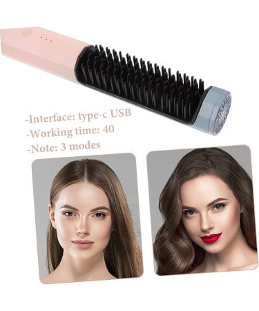 Angoily Cordless Hair Straightener Brush - Rechargeable & Travel-Friendly Heated Comb for Smooth Hair - Dual Purpose Nylon Brush in Purple - Buy Online on SooperMarket.com