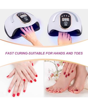 Fahani 168W LED UV Nail Lamp for Gel Polish | Professional Nail Dryer with 36 UV Lights & Infrared Sensing | 4 Timers | Includes 12 Pcs Manicure/Pedicure Set | Portable Nail Art Curing Lamp - Buy Online on SooperMarket.com