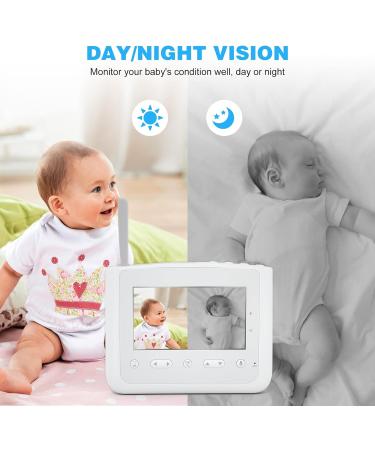 MYPIN 4.3 Full HD Video Baby Monitor with Camera, Night Vision, Temperature Sensor, Two-Way Audio & Lullabies - TYPE-C HS0357 - Buy Online on SooperMarket.com