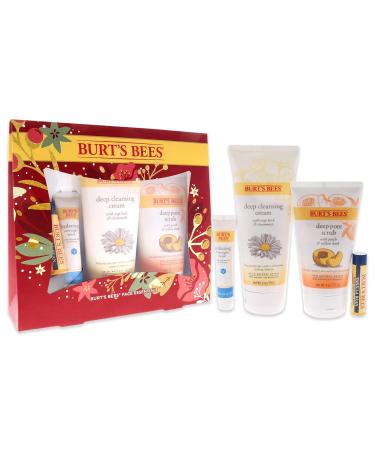 Burt's Bees Holiday Gift Set - 4 Face Care Essentials: Deep Cleansing Cream Pore Scrub Overnight Mask & Vanilla Bean Lip Balm - Perfect Stocking Stuffer - Buy Online on SooperMarket.com