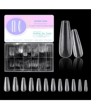 500 pieces nail tips 10 sizes long coffin form wrong nails for ballerina coffin nail tips full cover nail tips press on nails for diy nail salon long coffin all polished 500PCs