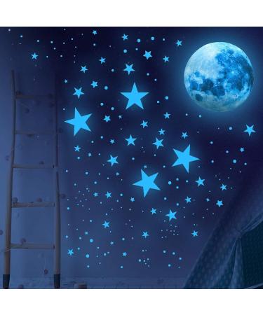 Glow in the Dark Stars and Moon Wall Decals - Kids Ceiling Stars for Nursery, Bedroom, Living Room - Buy Online on SooperMarket.com