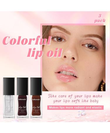 3 Colors Lip Glow Oil Set - Hydrating Tinted Lip Gloss Long Lasting Waterproof Lip Stain & Plumping Balm | International Shipping Available - Buy Online on SooperMarket.com