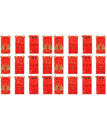 NOLITOY 24 Pcs 2021 2021 Year of The Ox Red Packet New Year Red Envelopes Cartoon Ox Year Red Envelopes Decorative Envelopes Wedding Purse Wedding Money Envelope New Year Red Packet Lucky Redx2pcs 17X9CMx2pcs