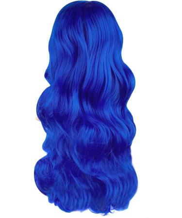 MapofBeauty Charming Long Curly Navy Blue Party Wig | Synthetic Cosplay Women's Wig - Buy Online on SooperMarket.com