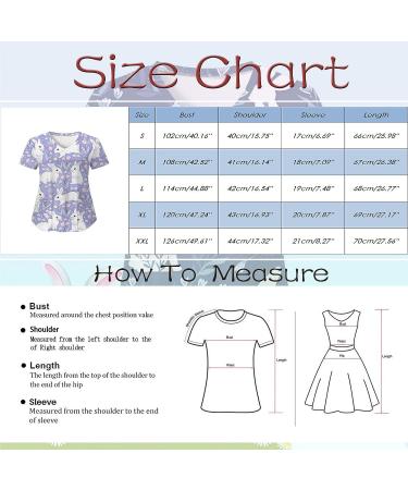 Foldap Easter Nurse Uniforms for Women: Cute Patterned Short Sleeve V-Neck Tee with Pockets | Breathable Plus Size Shirts - Large, C1-purple - Buy Online on SooperMarket.com
