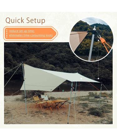 Hikeman Camping Rope with Ratchet Pulley | Adjustable Guy Lines for Tent, Canopy, Kayak & Grow Light | Khaki - Buy Online on SooperMarket.com