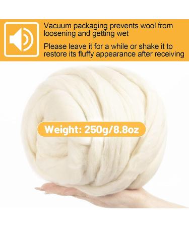 Natural White Wool Roving- 8.8 oz for Needle Felting & Hand Spinning - DIY Craft Supplies - Buy Online on SooperMarket.com