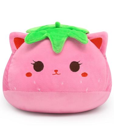MUFEIRUO Cute Strawberry Cat Plush Pillow 20cm Soft Cat Stuffed Animals Toy for Kids Kawaii Decor for Girls Boys (20cm Strawberry Cat)