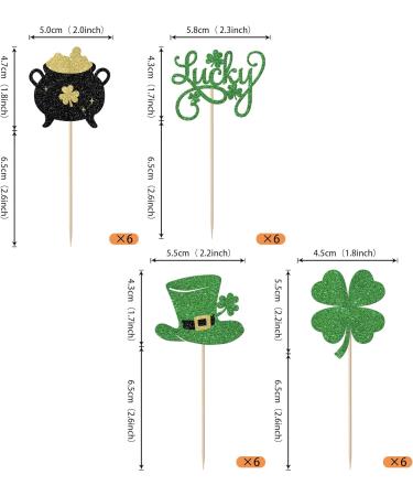 Rsstarxi 24 Pack St.Patrick's Day Cupcake Toppers Glitter Four Leaf Clover Shamrock Lucky Cupcake Picks Green Hat Baby Shower Cake Decorations for Irish St Patrick's Day Party Decorations Design 14 - Buy Online on SooperMarket.com