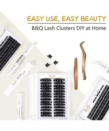 B&Q Cluster Lashes 10mm - 72 Clusters | D Curl Individual Natural Eyelash Extensions - Soft Fluffy DIY Lash Extensions - Buy Online on SooperMarket.com