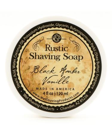 WSP Luxury Rustic Shaving Soap (Black Amber Vanilla) Artisan Made in America Using Vegan Natural Ingredients Black Amber Vanille