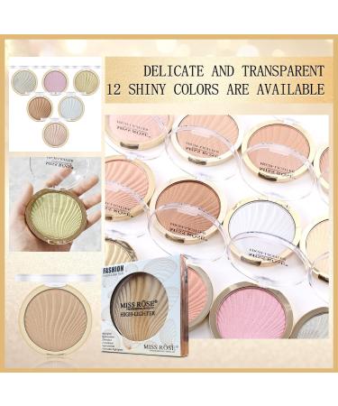 LSxia 12 Colors Face Highlighter Palette - White Glitter Bronzer & Highlighter for Lasting Shimmer - Body Illuminator Makeup - 07 - Buy Online on SooperMarket.com