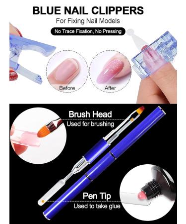 Kalolary Dual Nail Forms Set | 120PC Stiletto Nail Tips + 10 Blue Nail Clips Nail File & UV Gel Brush for Professional Nail Art Extension - Buy Online on SooperMarket.com