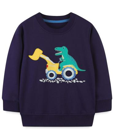 Boys Sweatshirt for Kids Dinosaur Jumper Cotton Casual Top Long Sleeve Pullover T-Shirt Toddler Girls Shirts Baby Clothes 1-8 Years 5-6 Years Dinosaur 02
