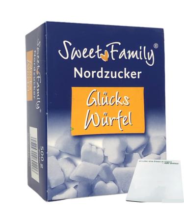 Nordzucker Sweet Family Lucky Cubes Sugar Cubes in Decorative Shapes (500g) + usy Block