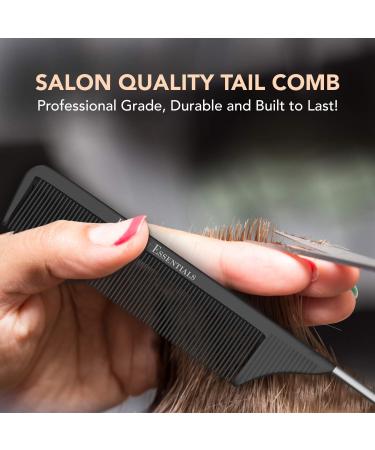 Professional 8.8 Inch Tail Comb - Black Carbon Fiber & Stainless Steel Pintail - Anti-Static, Heat Resistant Teasing Comb - Lightweight for All Hair Types - Buy Online on SooperMarket.com