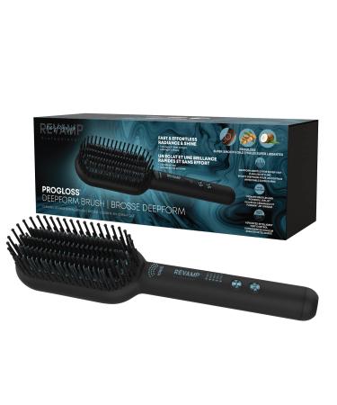 Revamp Progloss Deepform Ceramic Straightener Brush Ionic Anti-Frizz Straightening Brush Ceramic Infused with Progloss Oils for Frizz-Free Shine Auto-Off & 9 Swivel Cord