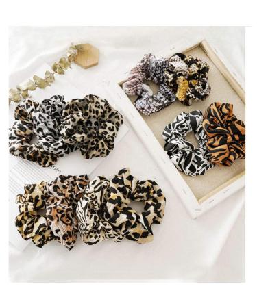 Cheetah Scrunchies for Hair 11pcs Hair Scrunchies Pack Fashion Leopard Chiffon Scrunchie Holder Ponytail Elastic Hair Ties Cute Big Scrunchy Animal-print Patterned Hair Bands for Women Girls 11pcs Cheetah-print Scrunchie...